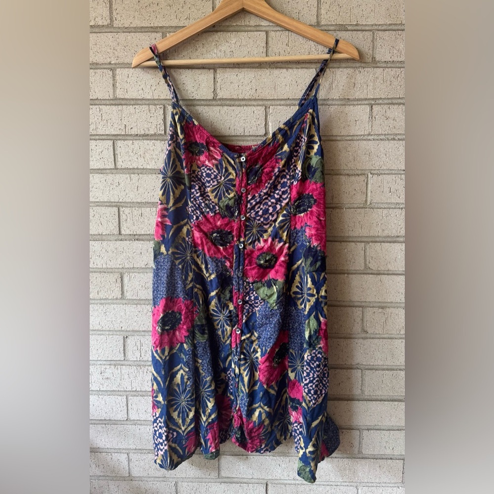 Abercrombie & Fitch Boho Floral Sundress – Size L, Strappy Button Front Dress